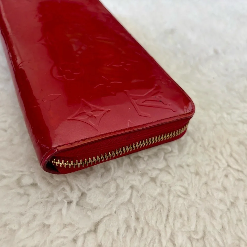 Louis Vuitton Cherry Red Vernis Zip Around Long Wallet